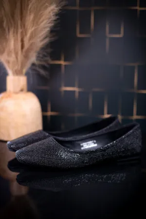 Sunday Funday Black Rhinestone Flats