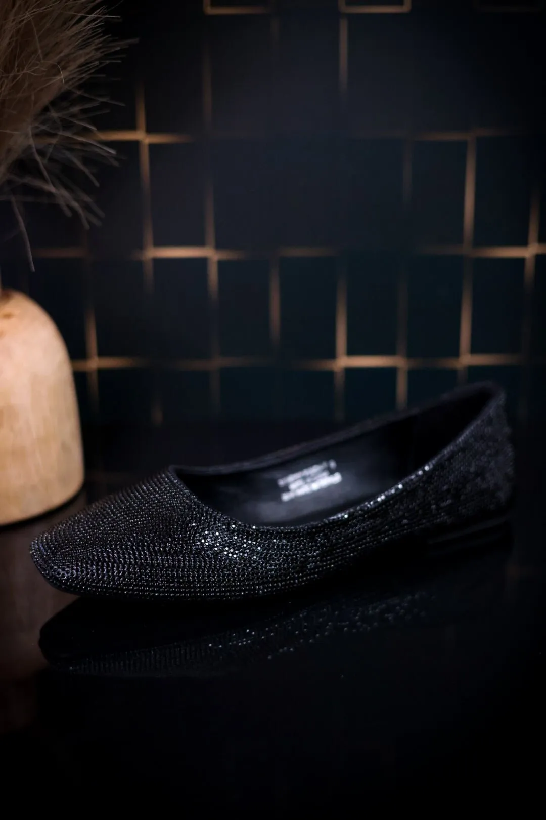 Sunday Funday Black Rhinestone Flats