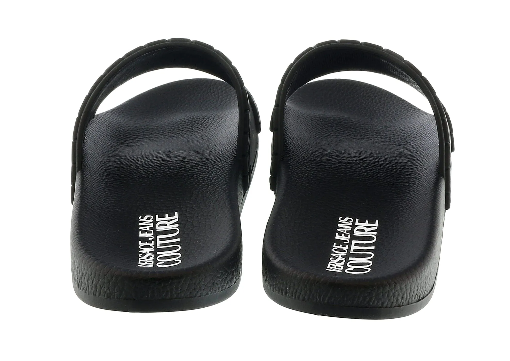 Versace Jeans Couture Black Chain Embossed Pool Slide-