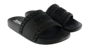 Versace Jeans Couture Black Chain Embossed Pool Slide-
