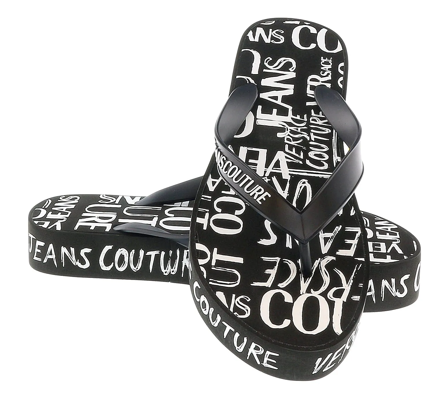 Versace Jeans Couture Black Signature Sole Fashion Platform Flip Flop-