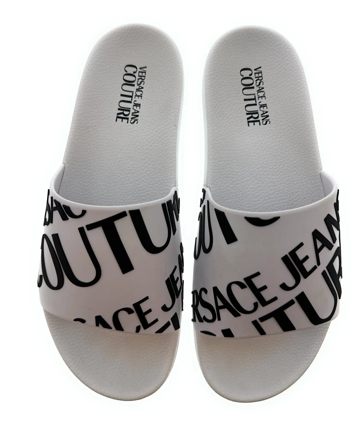 Versace Jeans Couture White Signature Pattern Pool Slide- Store Return
