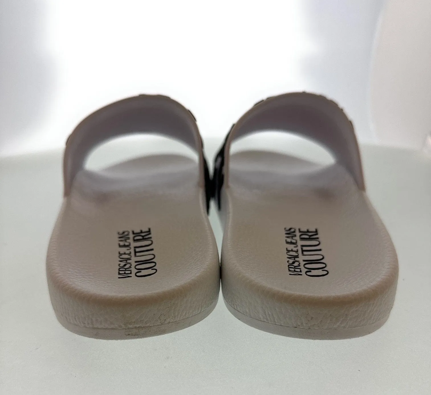 Versace Jeans Couture White Signature Pattern Pool Slide- Store Return