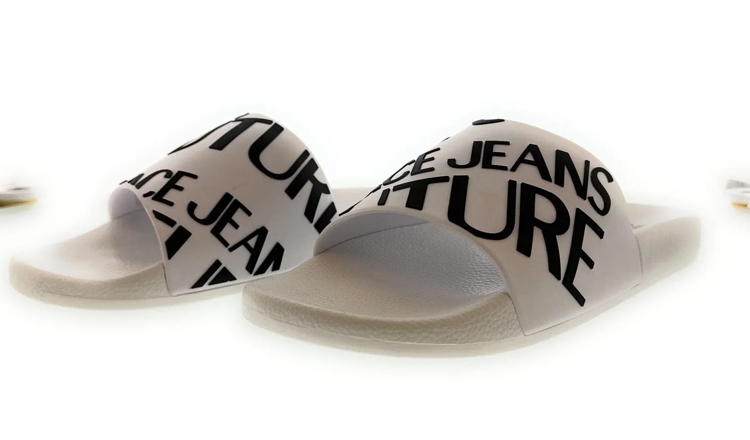 Versace Jeans Couture White Signature Pattern Pool Slide- Store Return