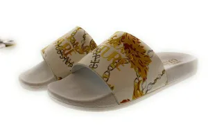 Versace Jeans Couture White/Gold Signature Pool Slide- Store Return -7US Women